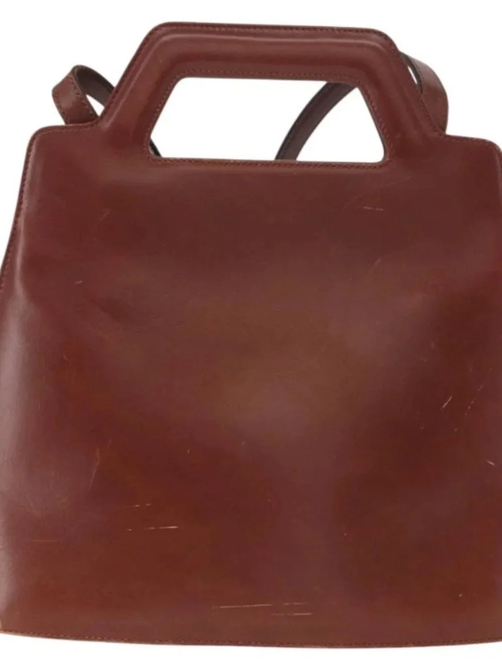 Salvatore Ferragamo Gancini Shoulder Bag Leather Brown Gold Auth 159579
